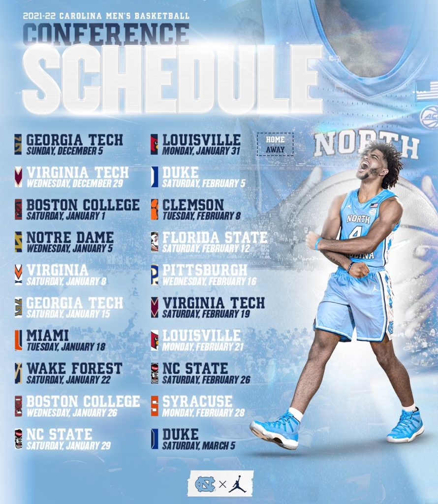 Nc State Basketball Schedule 2022 Full Unc Acc Men's Basketball Schedule | Carolina Blitz