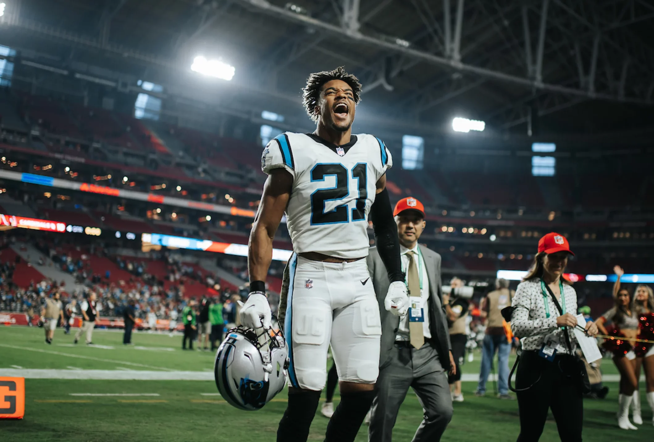 Carolina Panthers' Jeremy Chinn speaks with The Observer