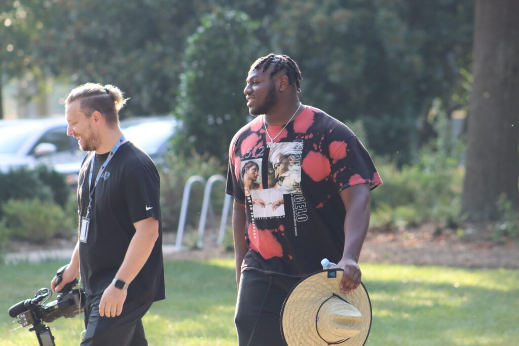 Carolina Panthers arrive for 2023 NFL Training Camp at Wofford College